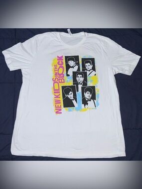 Bella Canvas White Graphic Tee with Pink, Yellow & Blue Accents